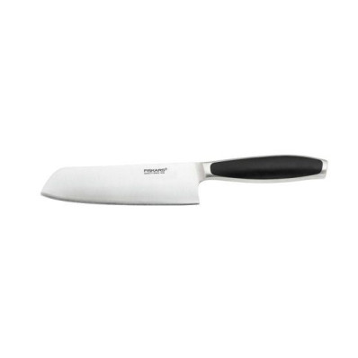 Кухонний ніж Fiskars Royal Santoku 17 см, рукоять чорна ABS пластик (1016465)