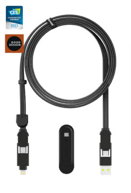 Кабель Rolling Square 6in1, inCharge XL 3 м, чорний (XLL01R)