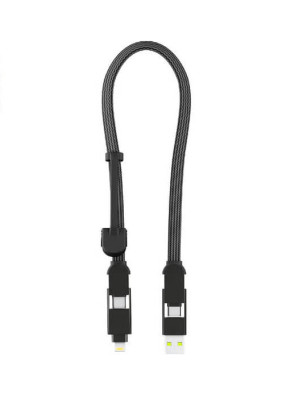 Кабель Rolling Square 6in1, inCharge XL 30 см, чорний (XLS01R)