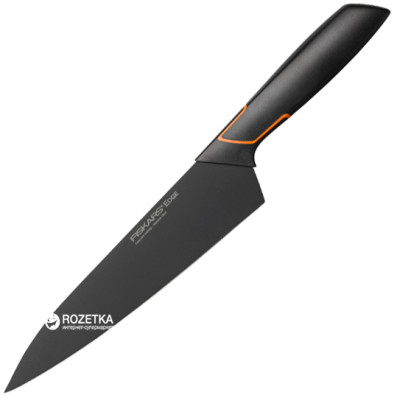 Професійний ніж Fiskars EDGE кухарський 19 см, рукоять чорна ABS пластик (1003094)