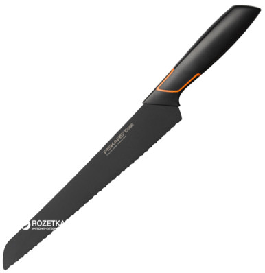 Кухонний ніж Fiskars EDGE для хліба, 23 см, рукоять чорна ABS пластик (1003093)