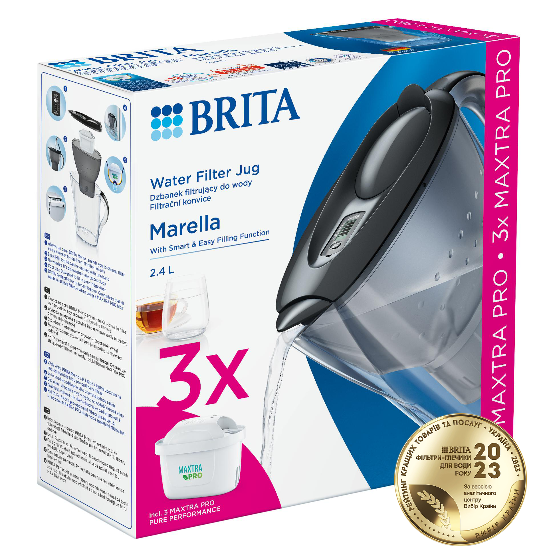 Фільтр-глечик Brita Marella MXpro графіт + 3 картриджа (1052796) фото 2