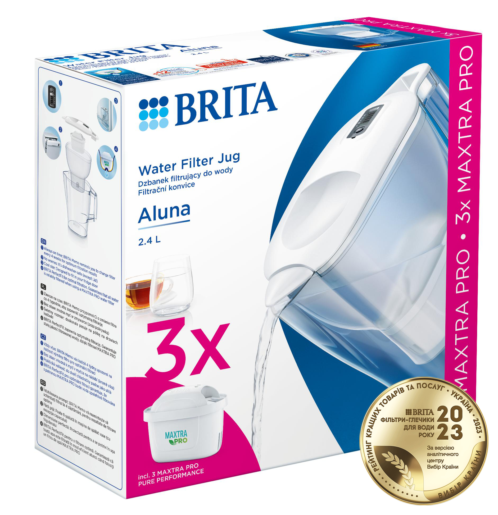 Фільтр-глечик Brita Aluna MXpro білий + 3 картриджа (1053054) фото 2