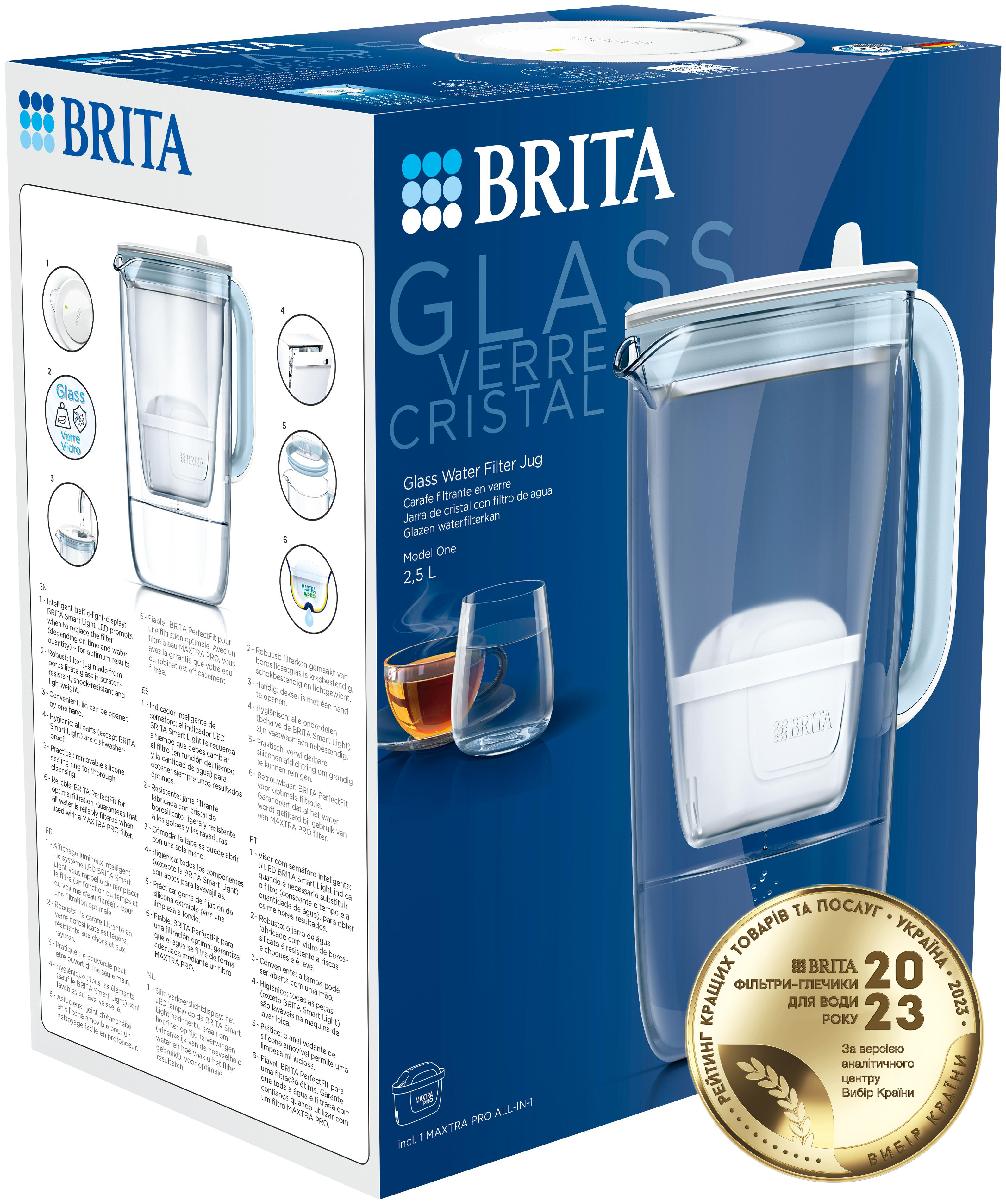 Фільтр-глечик Brita скляний LED MXpro cиній (1050452) фото 2