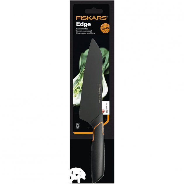 Кухонний ніж Fiskars EDGE Santoku 17 см, рукоять чорна ABS пластик (1003097) фото 3