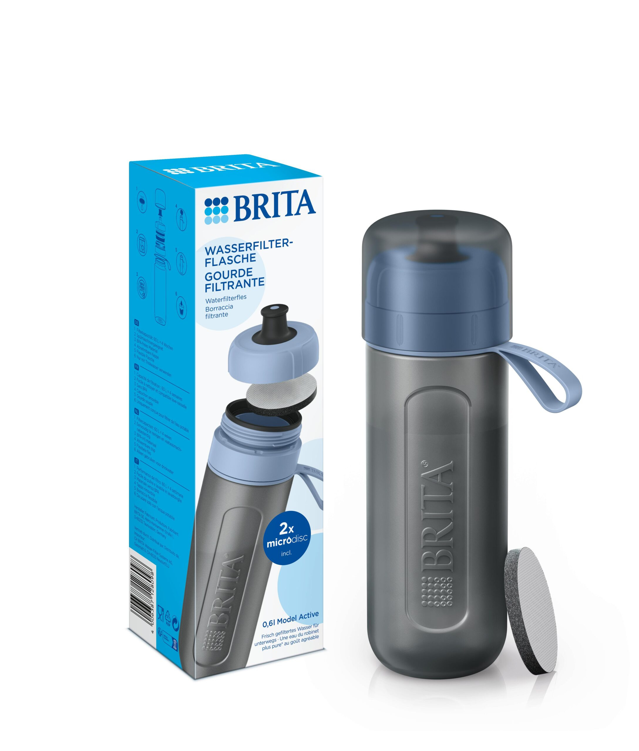 Фільтр-пляшка Brita Active 600 мл, синя (1052250) фото 1