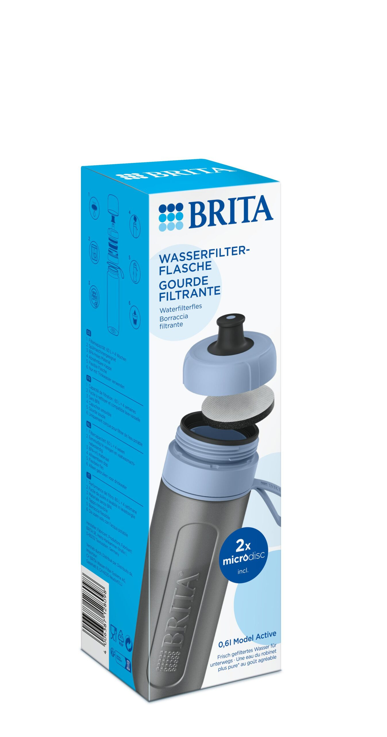 Фільтр-пляшка Brita Active 600 мл, синя (1052250) фото 2