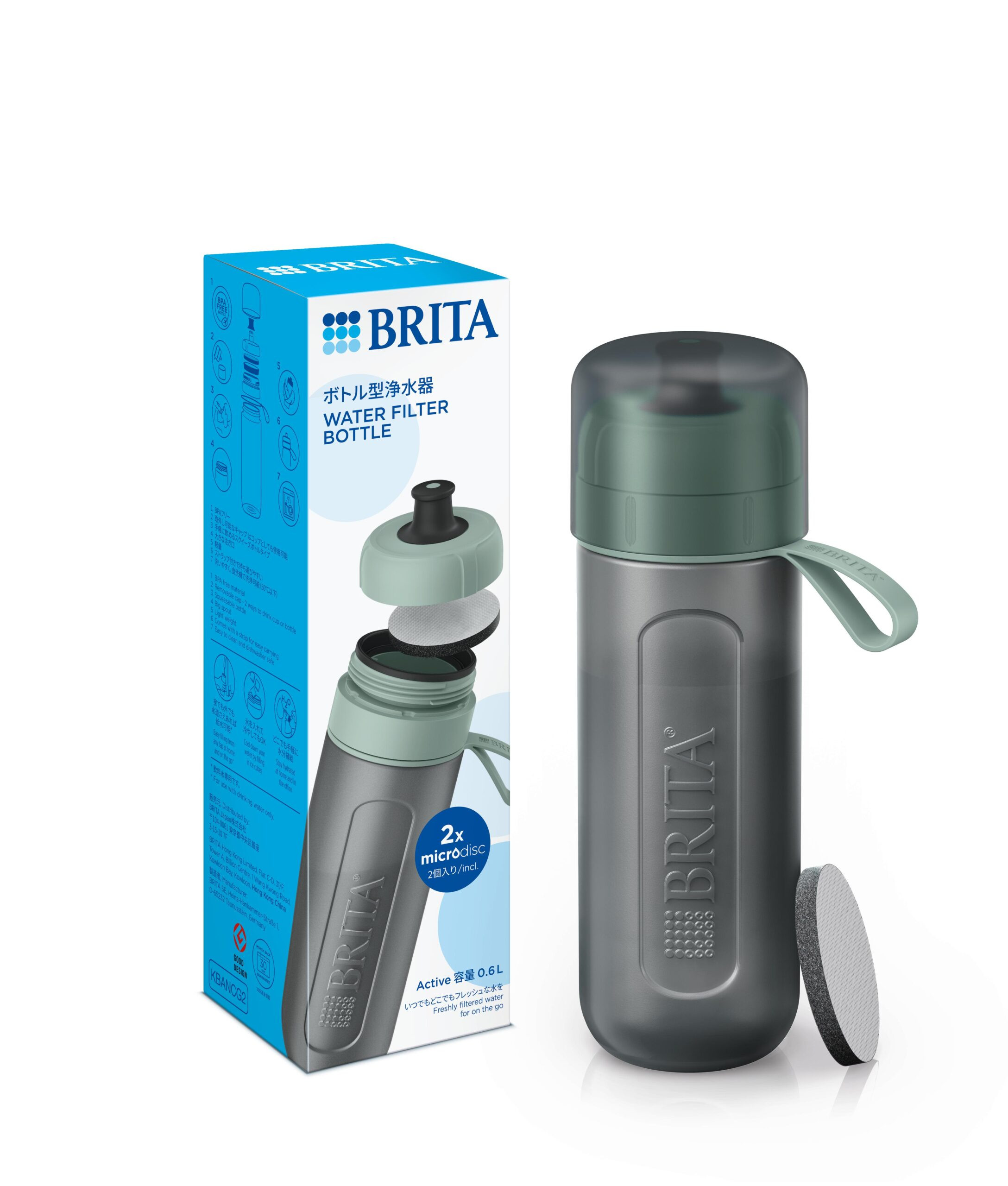 Фільтр-пляшка Brita Active 600 мл, зелена (1052251) фото 1