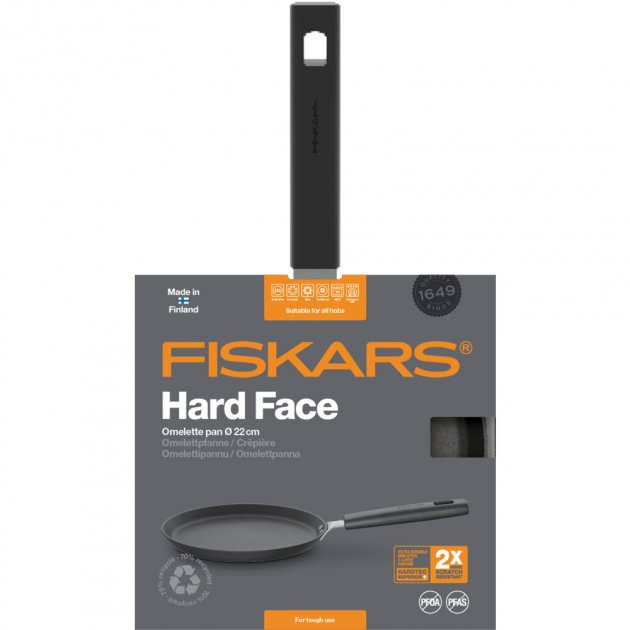 Сковорода для млинців Fiskars Hard Face, Ø 22 см, чорна (1052229) фото 3