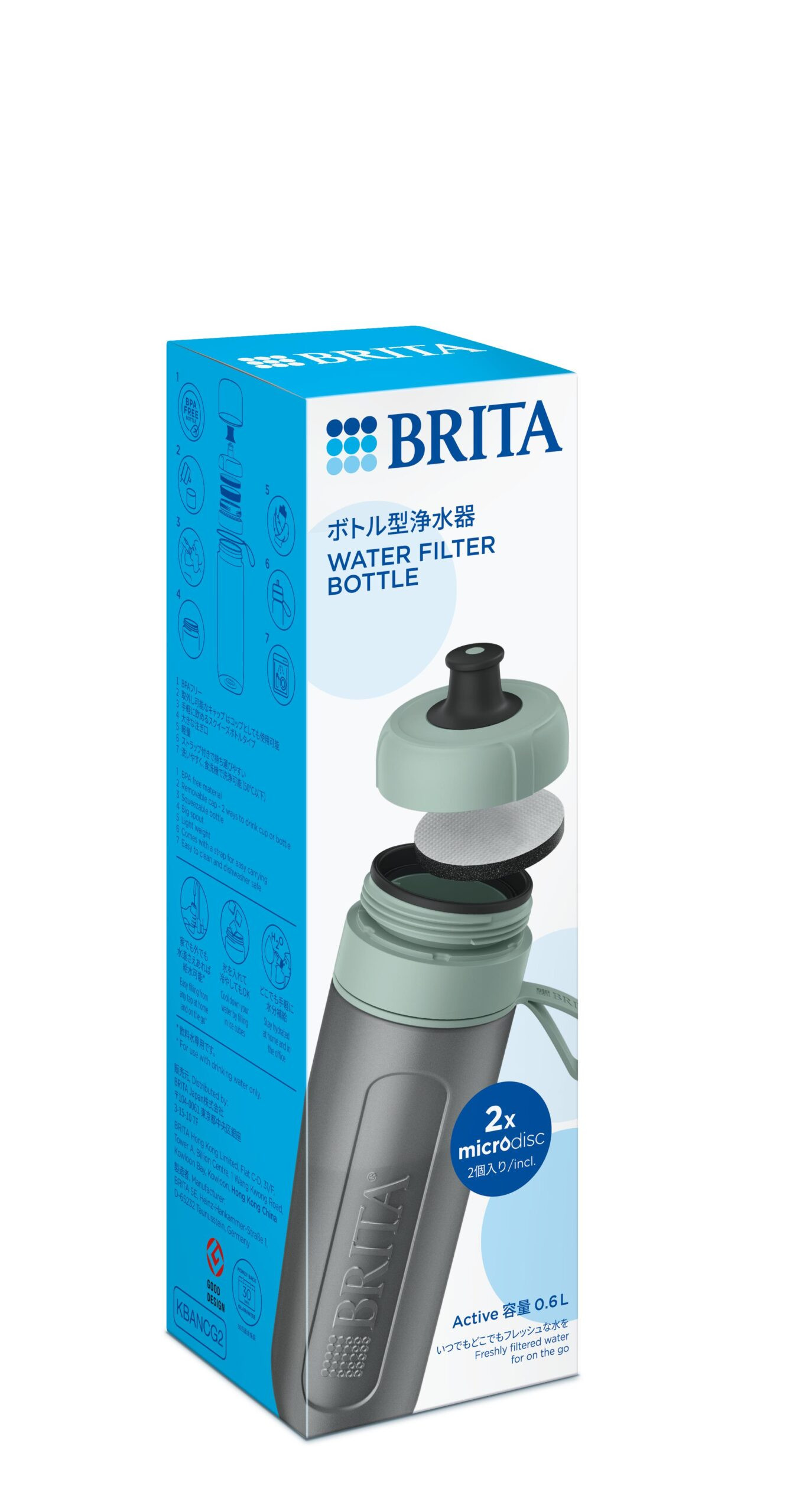 Фільтр-пляшка Brita Active 600 мл, зелена (1052251) фото 2